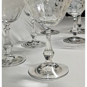 Fostoria Corsage Clear Champagne Tall Sherbet Glasses Set of 6 Etched Floral